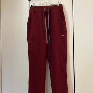 Figs High Waisted Yola Skinny Scrub Pants, Burgundy, Size S